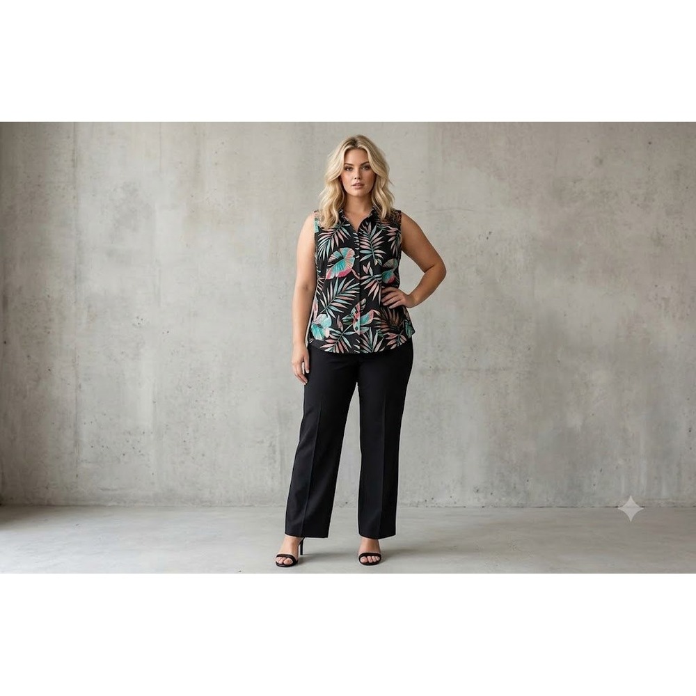 California Krush Black Button Down Shirt Women's Plus Size XXXL 3XL Blouse